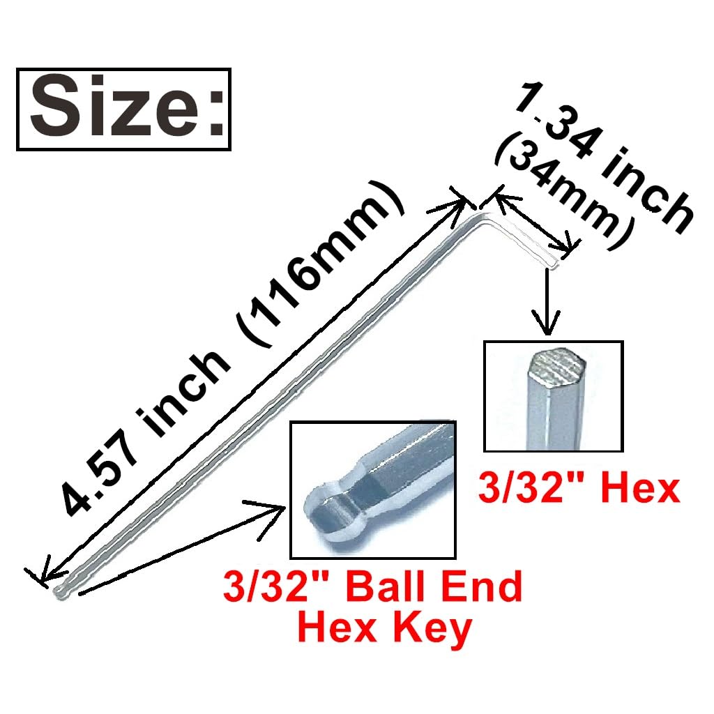 10-teiliges Inbusschlüssel-Set 5/32 Zoll – Mit Kugelkopf Und Langem Arm, Vernickelt, Aus Chrom-Vanadium-Stahl