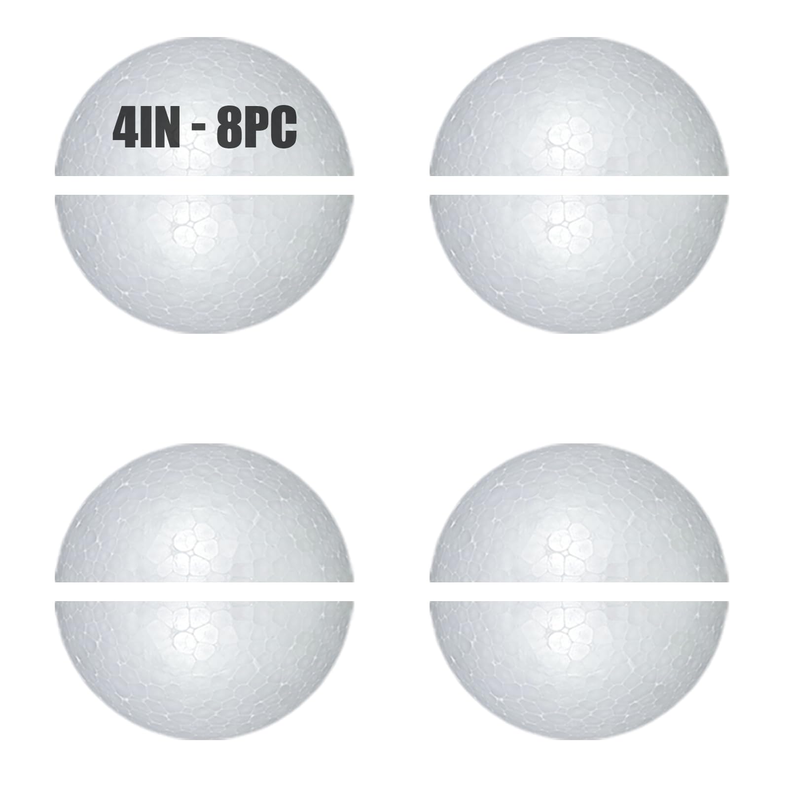 Styrofoam Half Balls 4 Inch,8PC Large White Half Foam Balls for Crafts, DIY Craft Giant Foam Balls for Home and School,Smooth Solid Round Balls (Half styrofoam-4in-8pc)