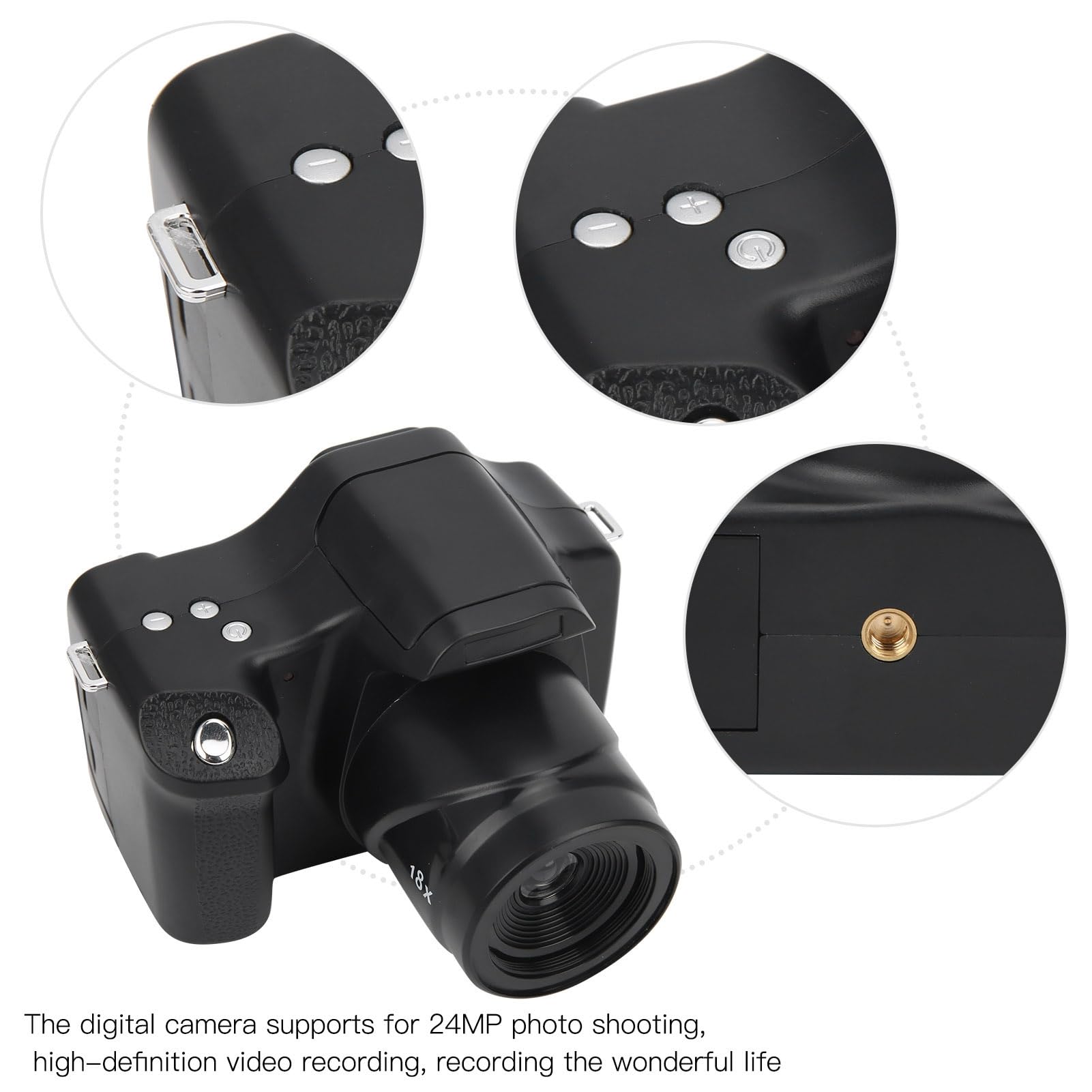 Digitale Camera 3.0 Inch LCD, 18x Zoom, 24 MP, CMOS, Met Ingebouwde Flits En 1500 MAh Batterij – Draagbaar, Geschikt Voor Reizen En Familie – Standaard Editie