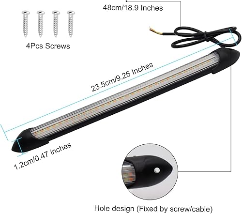 Miniatura 8 de Luces LED exteriores para automóvil, 2 tiras de luz diurna flexible, impermeable, faros delanteros secuenciales, luz de giro blanco, amarillo, 13.6