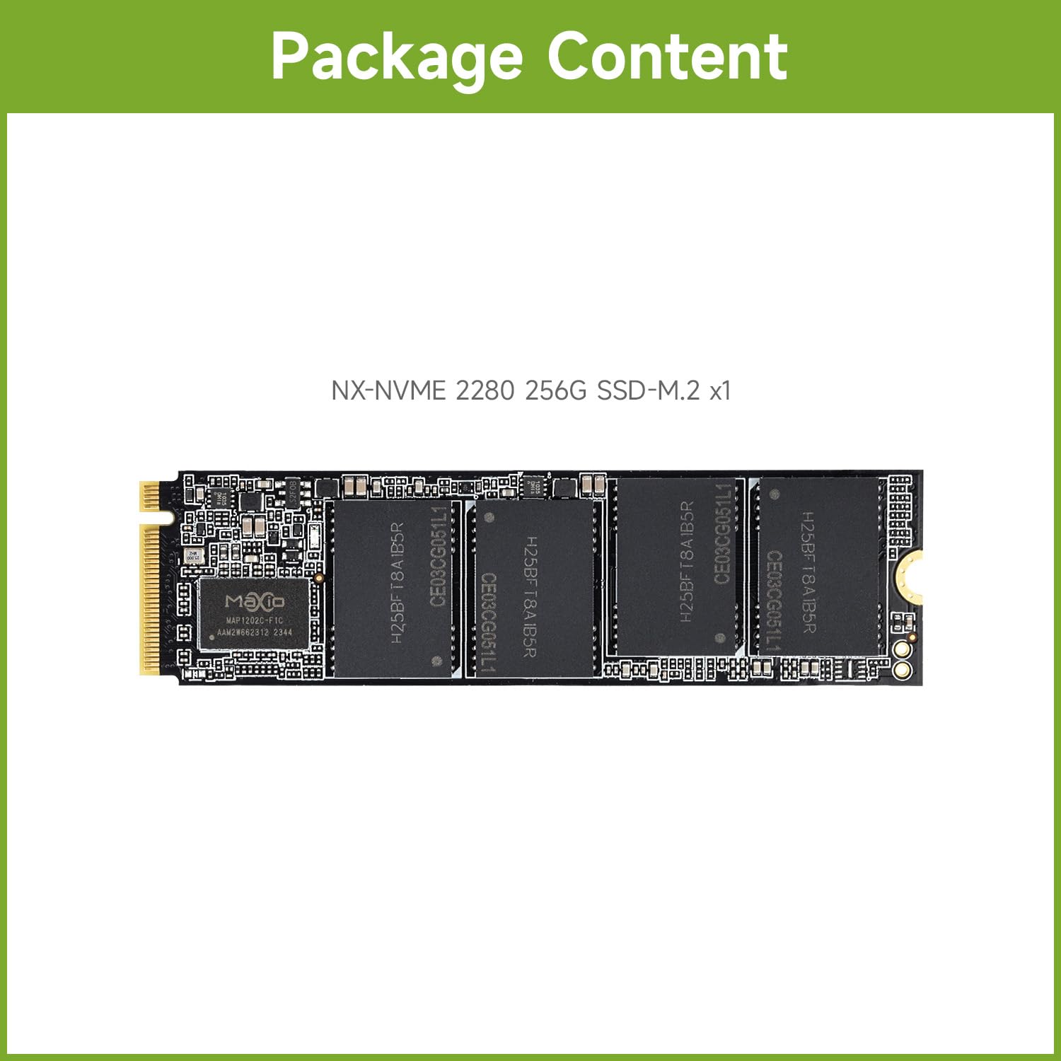 Waveshare NX M2 NVME 2280 256GB High-Speed Solid State Drive, 3D TLC Flash Memory, High-Speed Reading/Writing, NVMe Protocol M.2 Interface -256GB Version
