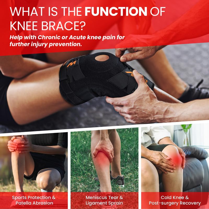 Miniatura 4 de Welnove Rodillera profesional con almohadillas y estabilizadores laterales para aliviar el dolor, compresión ajustable para desgarro de menisco,