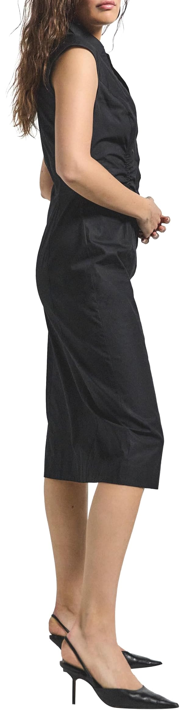 Derek Lam 10 Crosby Women's Nera Ruched Button Down Dress, Black, 10 by Derek Lam 10 Crosby - Image 3