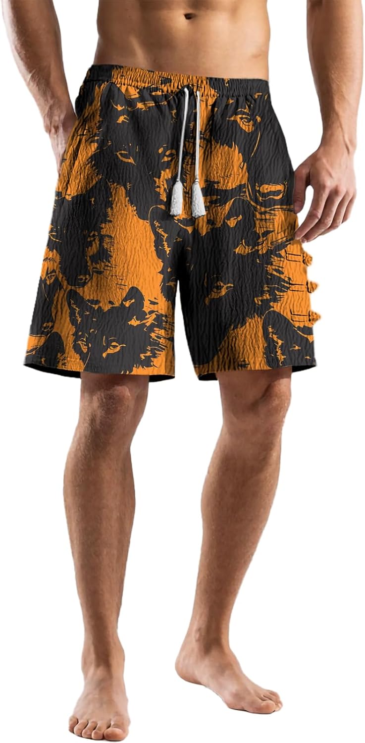 Shorts Men Casual Men Beach Shorts with Elastic Waistband Wide Leg Summer Pants Breathable Plus Size Activewear