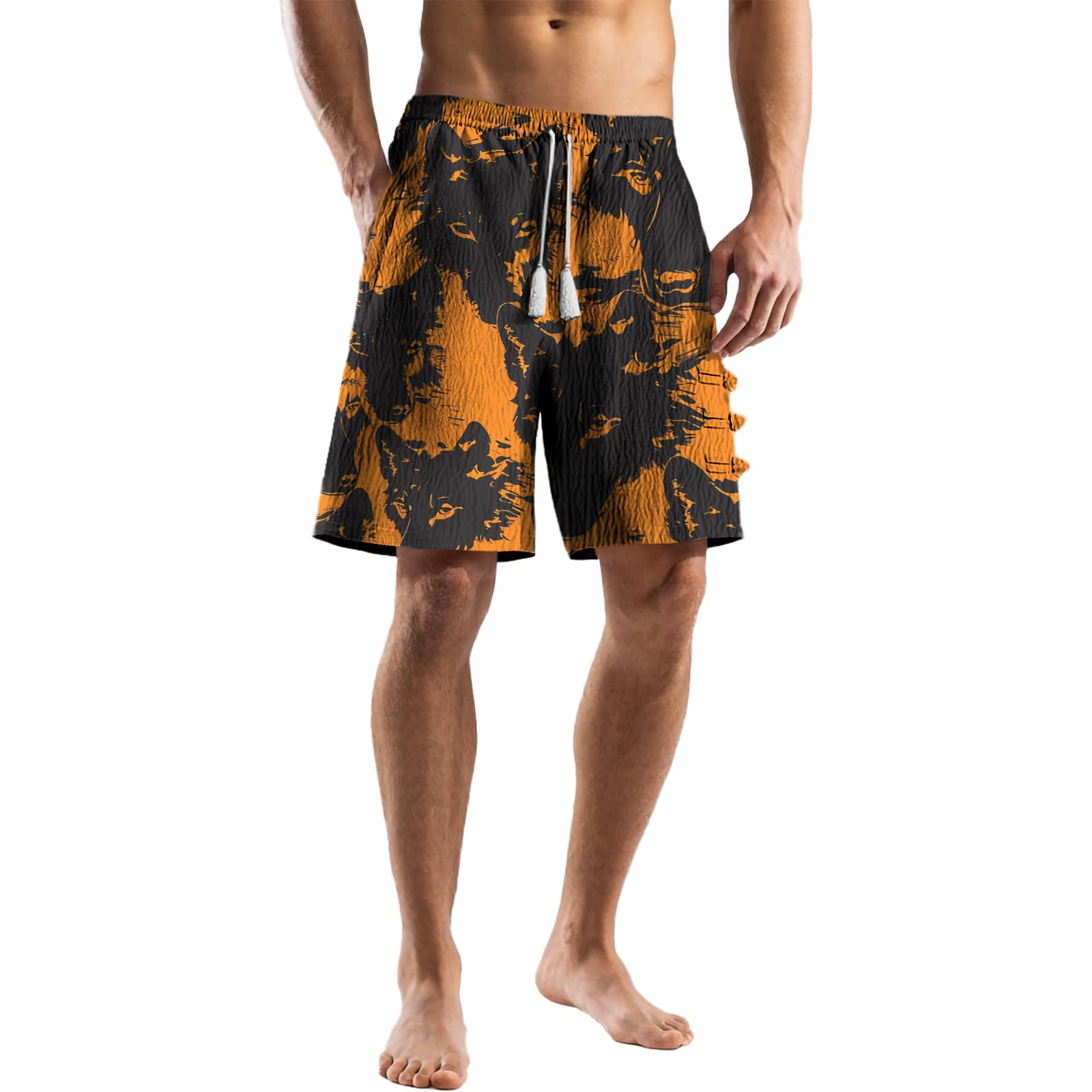 Shorts Men Casual Men Beach Shorts with Elastic Waistband Wide Leg Summer Pants Breathable Plus Size Activewear