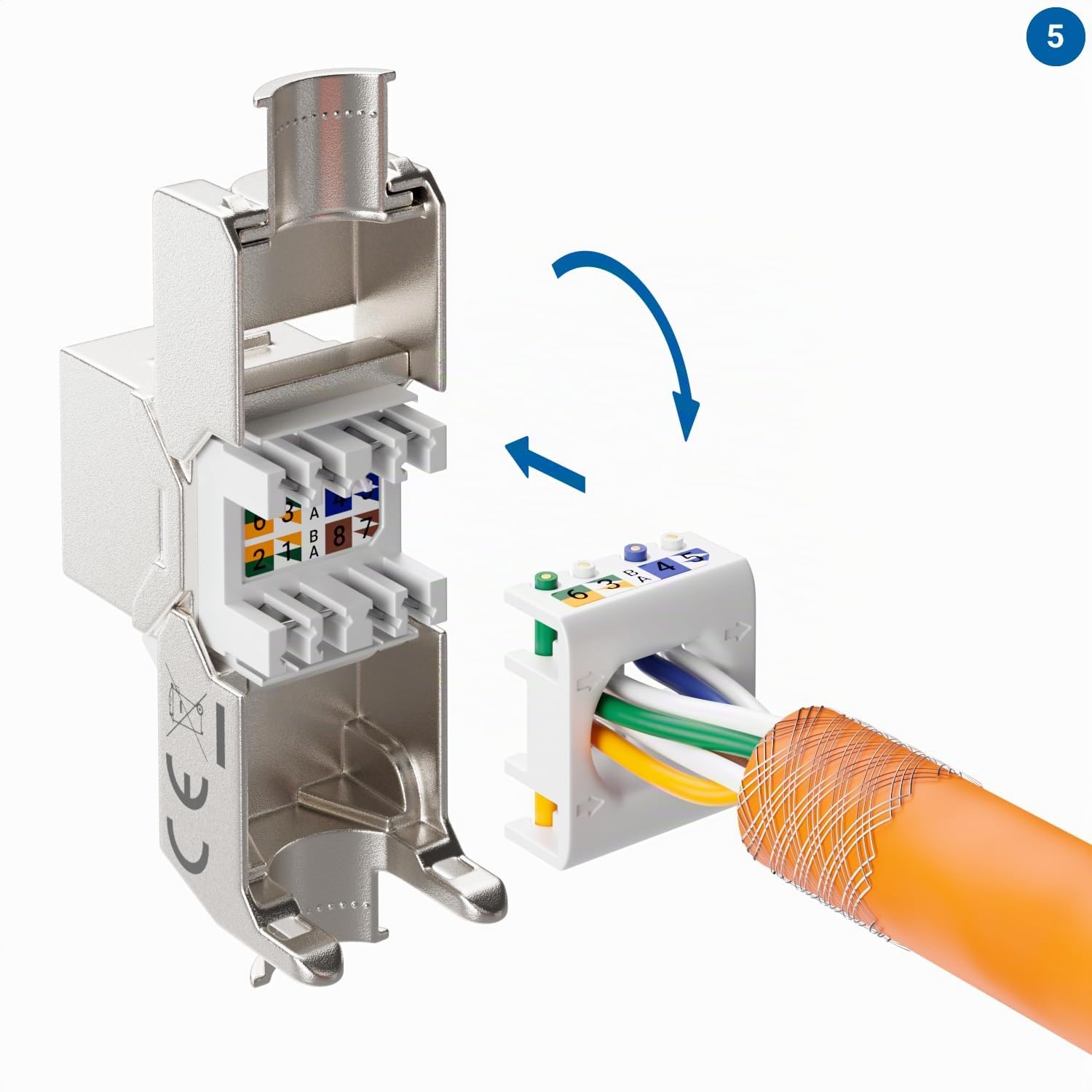 deleyCON 4X Module Keystone Cat 7 Optimal pour Câbles CAT7/CAT6/CAT6a - Compatible avec Câbles D’Installation, de Raccordement et Réseau - Blindage STP - Port RJ45-1000 MHz, 10 Gbit/s - (LSA)