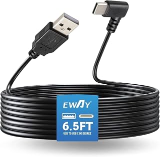 EWAY USB C Dash Cam Power Cord (6.5FT/2M), USB-A 2.0 to 90 Degree Type-C Cable REQUIRES 2.5A Input, USBC Replacement Power Supply for Front Rear View Mirror Dashcam Dashboard Recorder Recording Camera