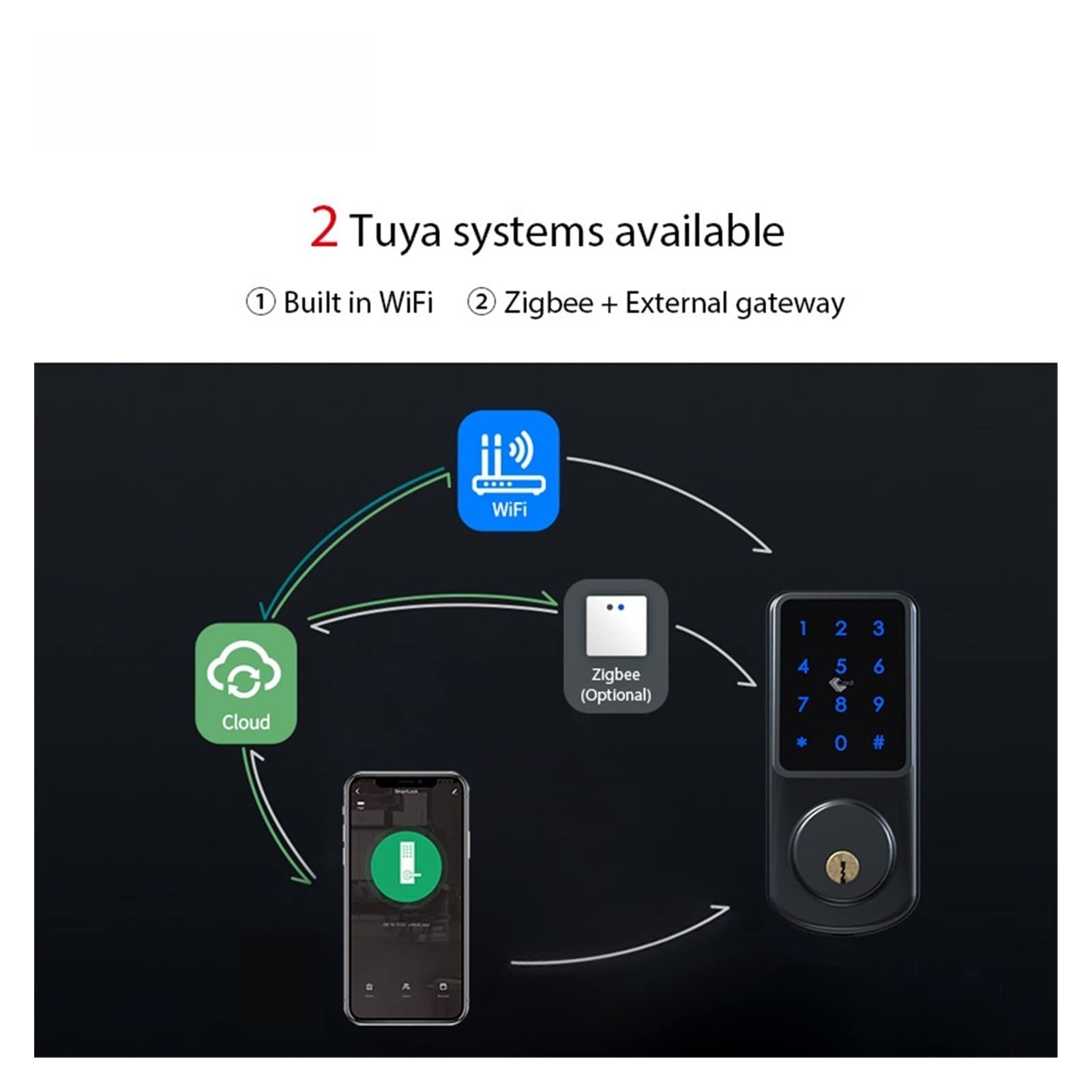 WIFI FECHADURA ELETRONICA Keyless Secure Teclado Control remoto Deadbolt Electronic Digital Smart Puerta Bloqueo con aplicación(Silver)