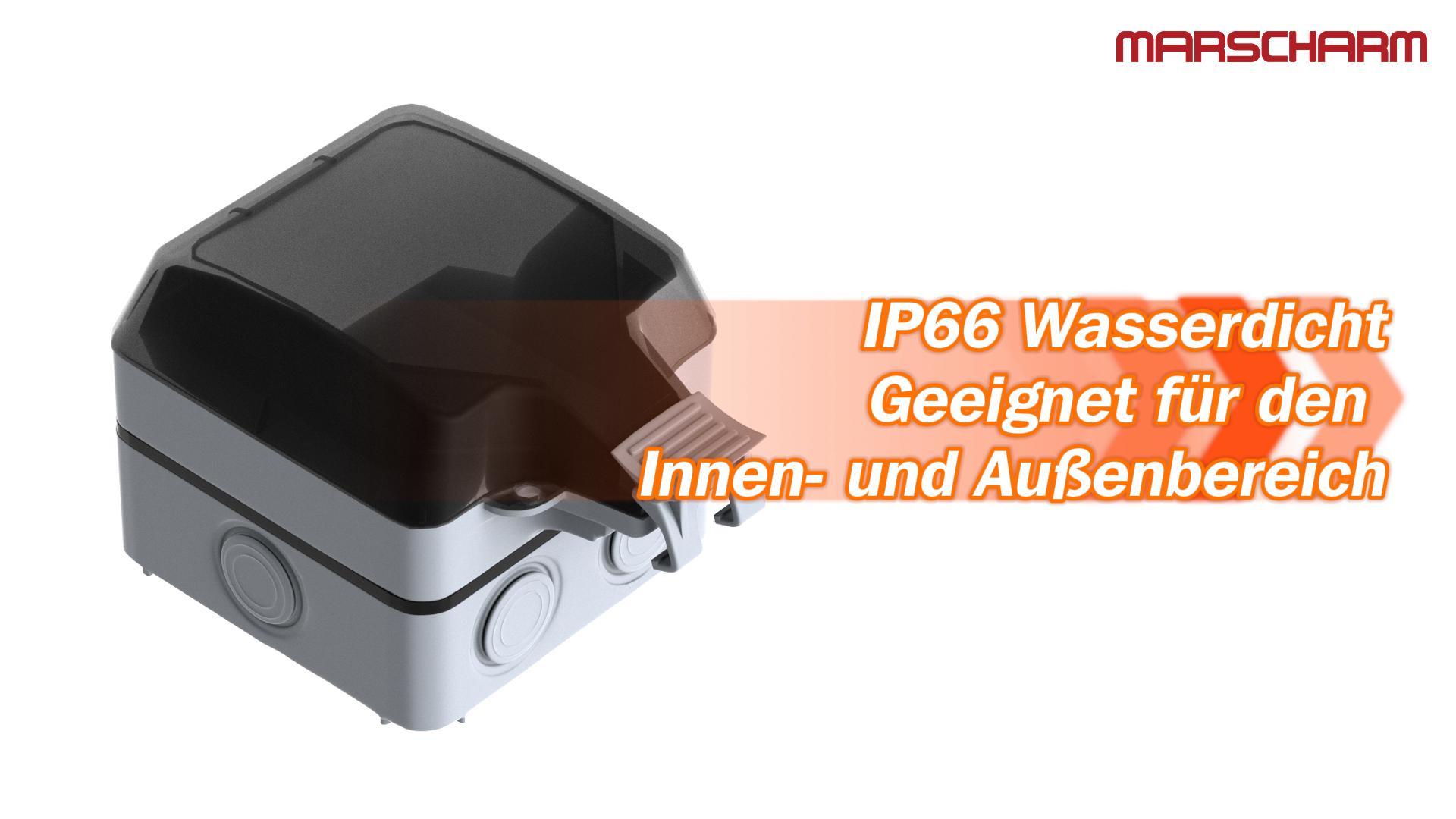 Wasserdichte Außensteckdose IP66 – Mit Berührungsschutz, Staubschutzkappe, Für Garten & Feuchträume