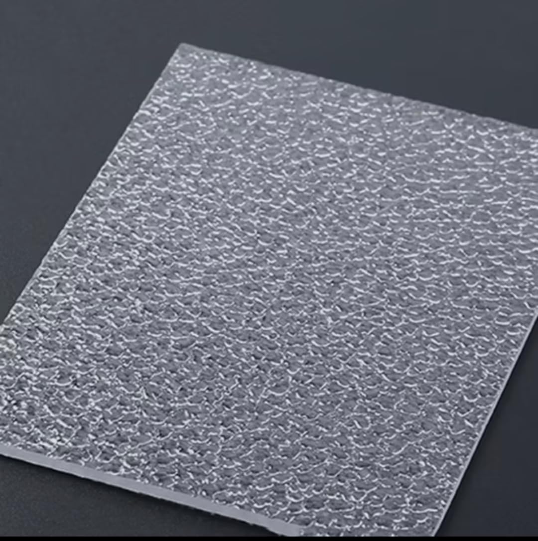 Embossed Polycarbonate Sheet, Clear, 3mm Thickness, 300mm x 300mm, Rectangular, Pack of 4