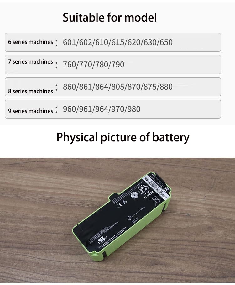 14.8V 6500mAh Iones de Litio Batería Repuesto de Compatible con For iRobot Roomba 600 700 800 900 Series 614 615 620 640 650 655 675 690 760 770 780 790 860 870 880 890 895 960 966 980 985