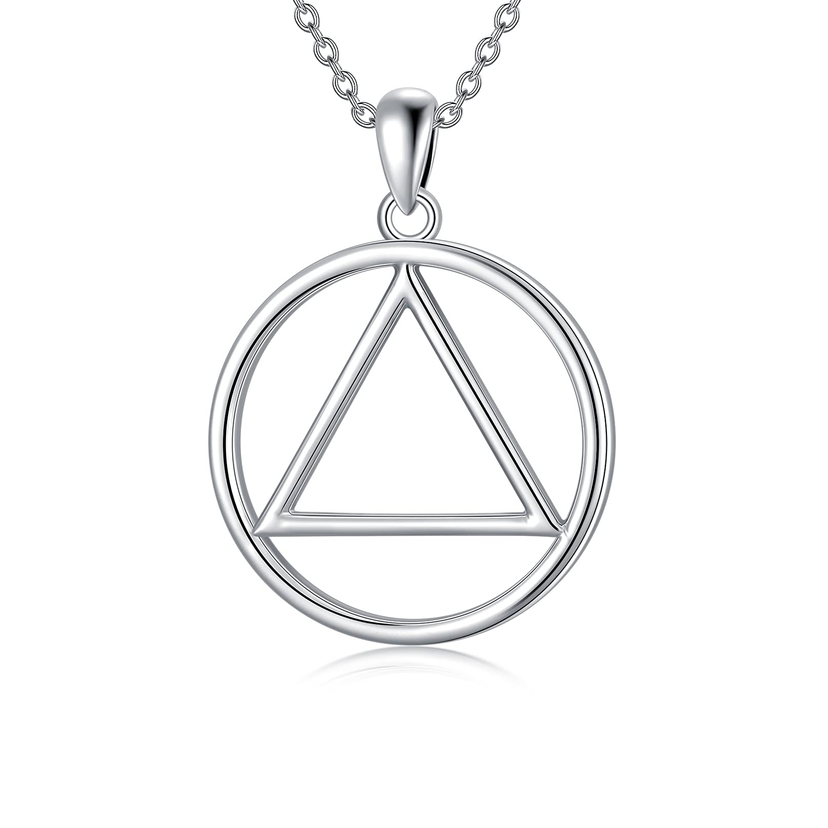 LEECCISobriety Gift 925 Sterling Silver Alcoholics Anonymous Necklace AA Recovery Symbol Sobriety Alcoholics Anonymous Gifts for Women Men