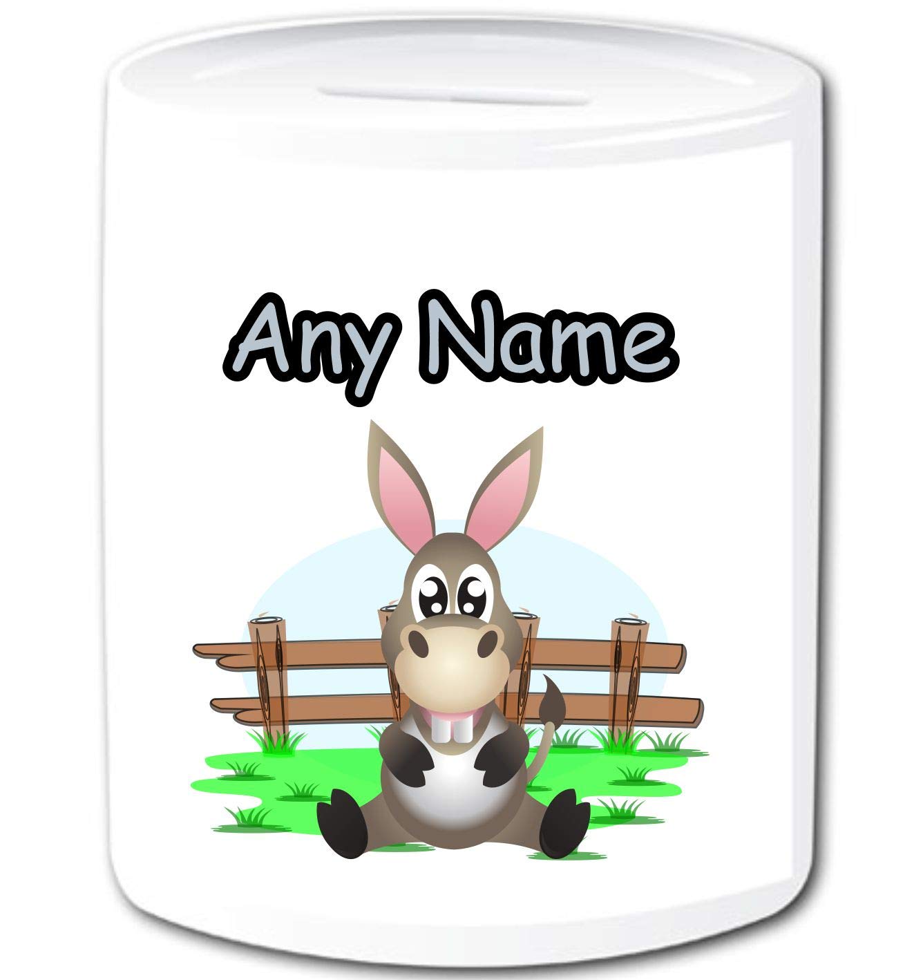 Personalised Money Box For Boys and Girls - Farm Animal Donkey - Gifts Idea For Toddler Children Piggy Bank Custom Name Ceramic Money Saving Box Tin