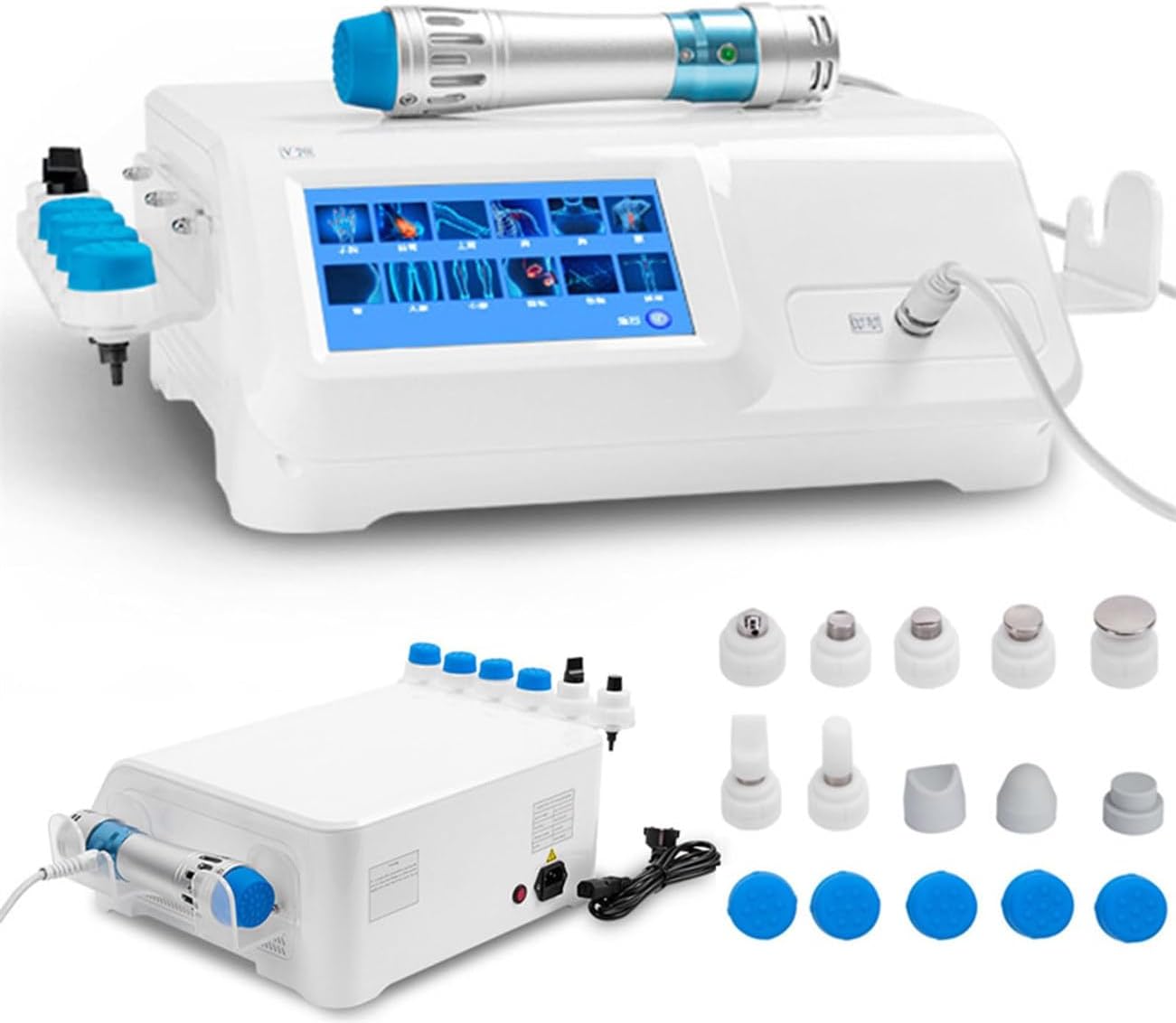 Shockwave Therapy Machine for ED Treatment - 10 Heads for Muscle & Bone Tissue Regeneration, Compact Design (36.5x37x17cm) - Effective Shock Wave Therapy Solution