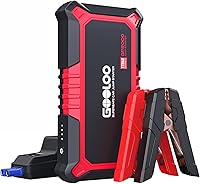 GOOLOO GP2000 2000A Jump Starter: 12V Booster for 8.0L Gas/6.0L Diesel Engines - Portable Power Bank, SuperSafe USB QC Pack, Red