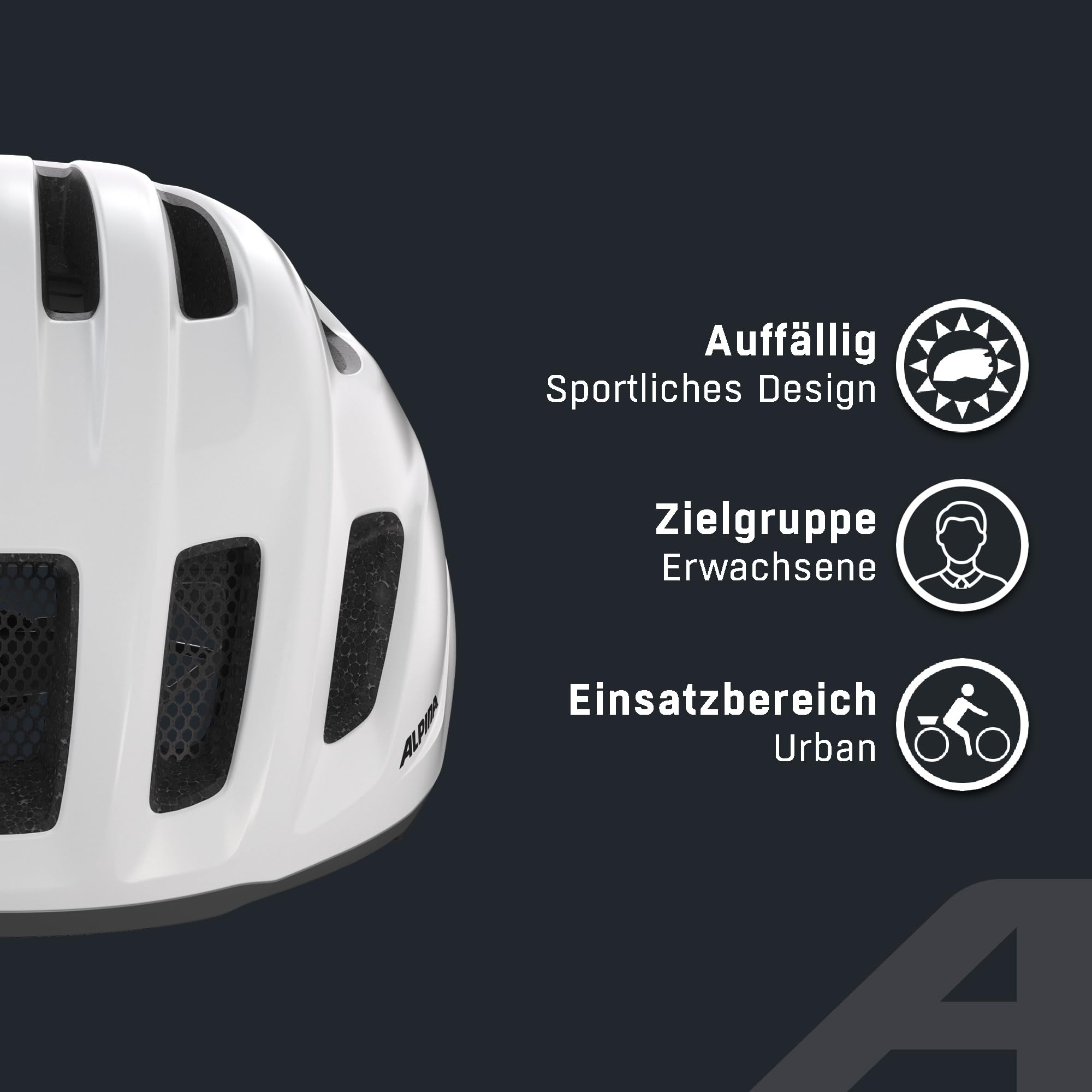ALPINA Paranus Urban - Fahrradhelm mit LED-Rücklicht, Leichter Hi-EPS-Innenschale, großer Belüftung, individuell einstellbar und integriertes Insektennetz