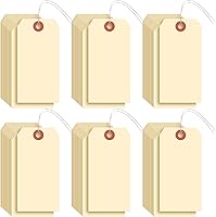 Sayglossy 1000 Yellow Manila Shipping Tags with Wires 4.75x2.38in - Bulk Blank Hang Tags for Luggage, Price, Gifts & Inventory