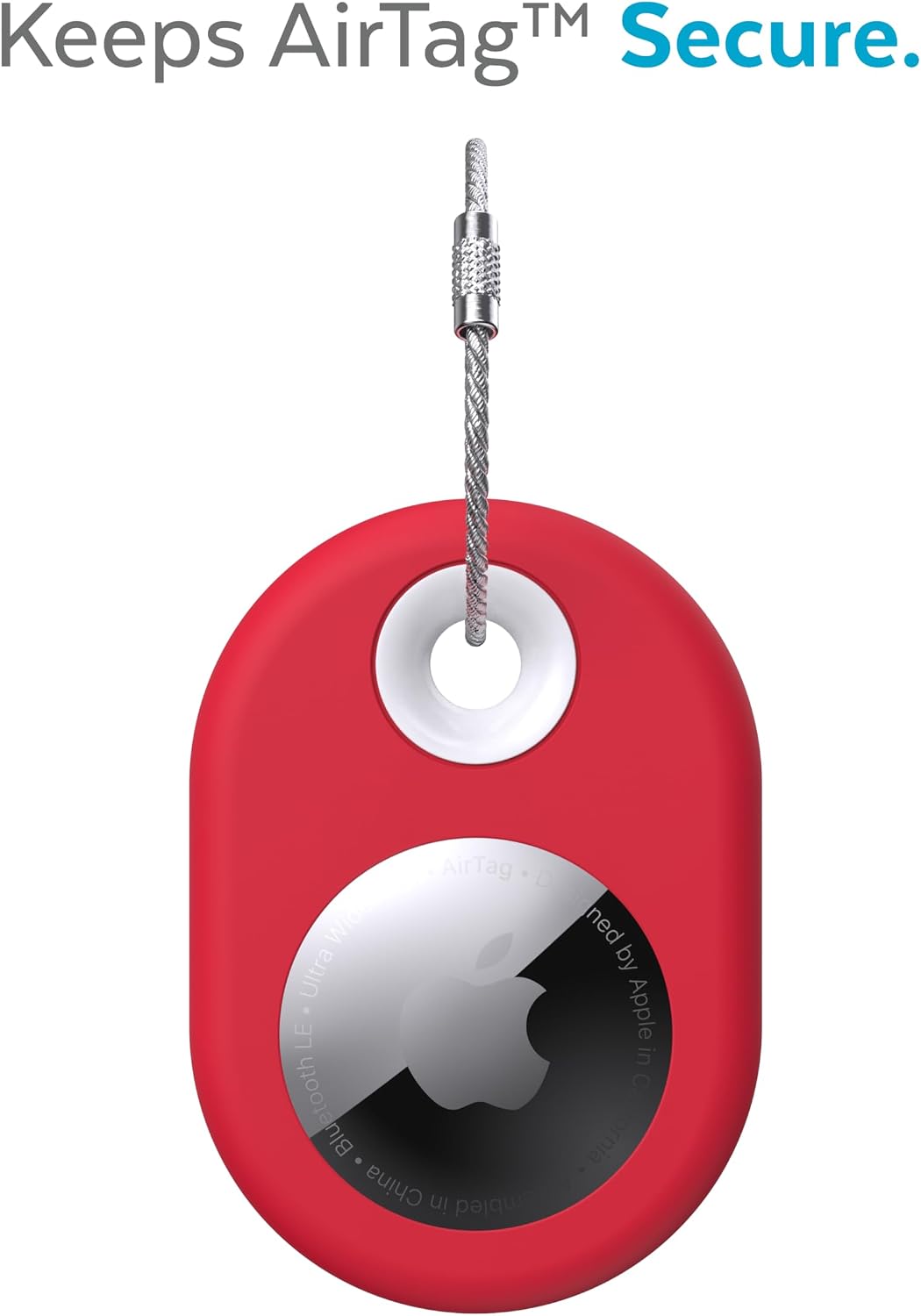 Speck Products Presidio SiliRing AirTag Holder, Unreal Red/White