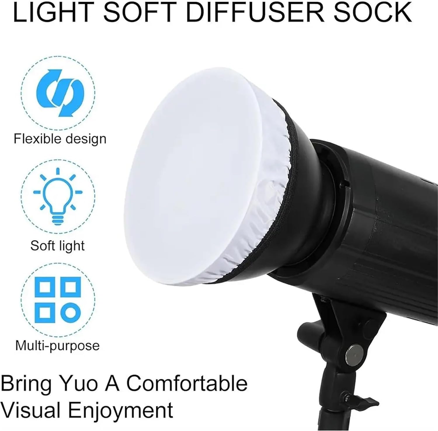 Light Diffuser 12pcs White Soft Light Diffuser Sock, 7 inch 180mm for Studio Strobe