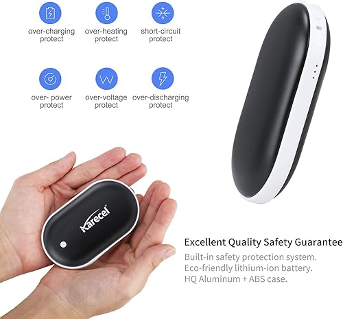 Miniatura 5 de Karecel Calentadores de manos recargables, paquete de 2, calentador de manos eléctrico de doble cara de 10400 mAh, calentador de manos portátil,