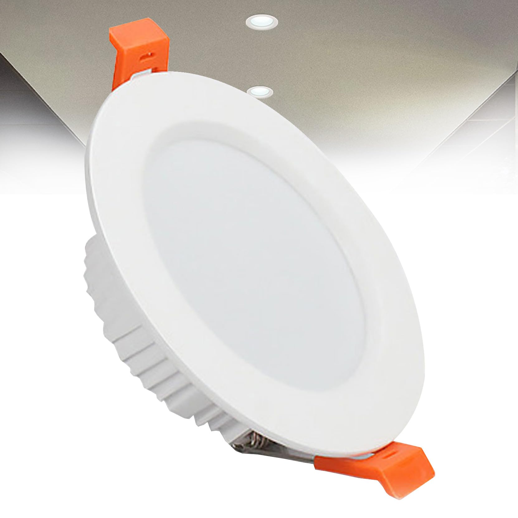 7W LED Recessed Ceiling Spotlights, 6000K Cold White Ultra Slim Panel Light, Cut Φ80-90mm, AC110-240V Round Downlights for Living Room Office, 1 Pack