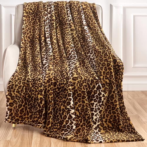 Edenleaf Leopard Print Blanket Fleece Throw for Bed Sofa Travel and Camping, Super Soft Cozy Fluffy Plush Cheetah Print Blanket for All Seasons 50"x60" (Dark Brown) by Edenleaf - Used condition - US$13.73