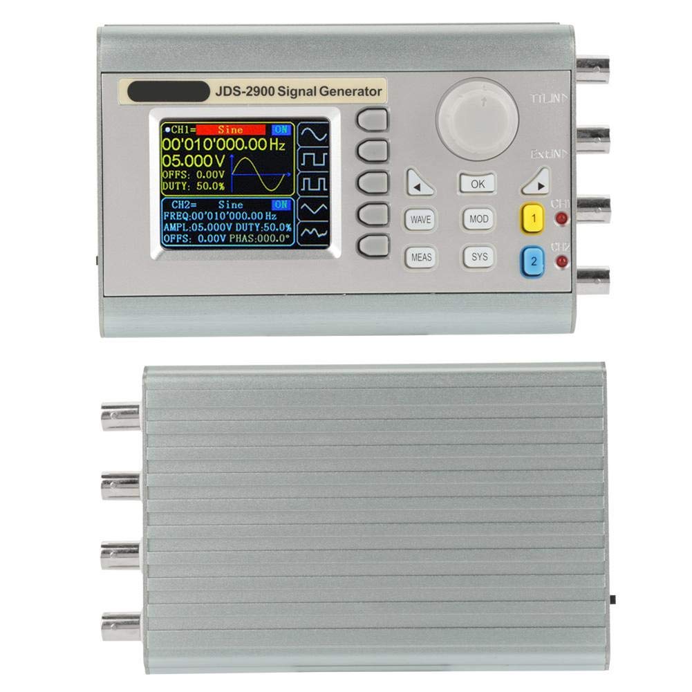 Akozon Compteur de générateur de signaux DDS JDS2900 Compteur de fréquence de générateur de fonction de forme d'onde arbitraire double canal haute précision 266MSa/s(15MHz EU Plug)