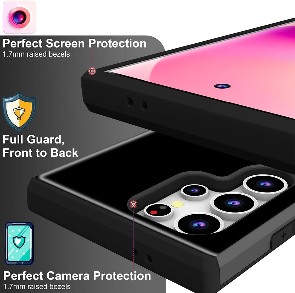 Compatible for Samsung Galaxy S25 Ultra Case with Card Holder Cute - Kawaii Design Military-Grade Drop Protection Rugged Wallet Cases for Women (Black Fuck Sayings Words) - Image 9