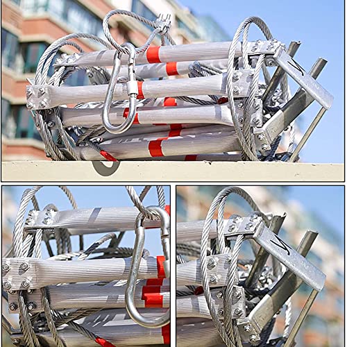 Anuu Emergency Fire Escape Ladder, Rope Ladder Fire Escape 3-4 Story Homes Safety Ladder, Weather Resistant Compact & Portable External Ladder,98Ft/30M #TOP4