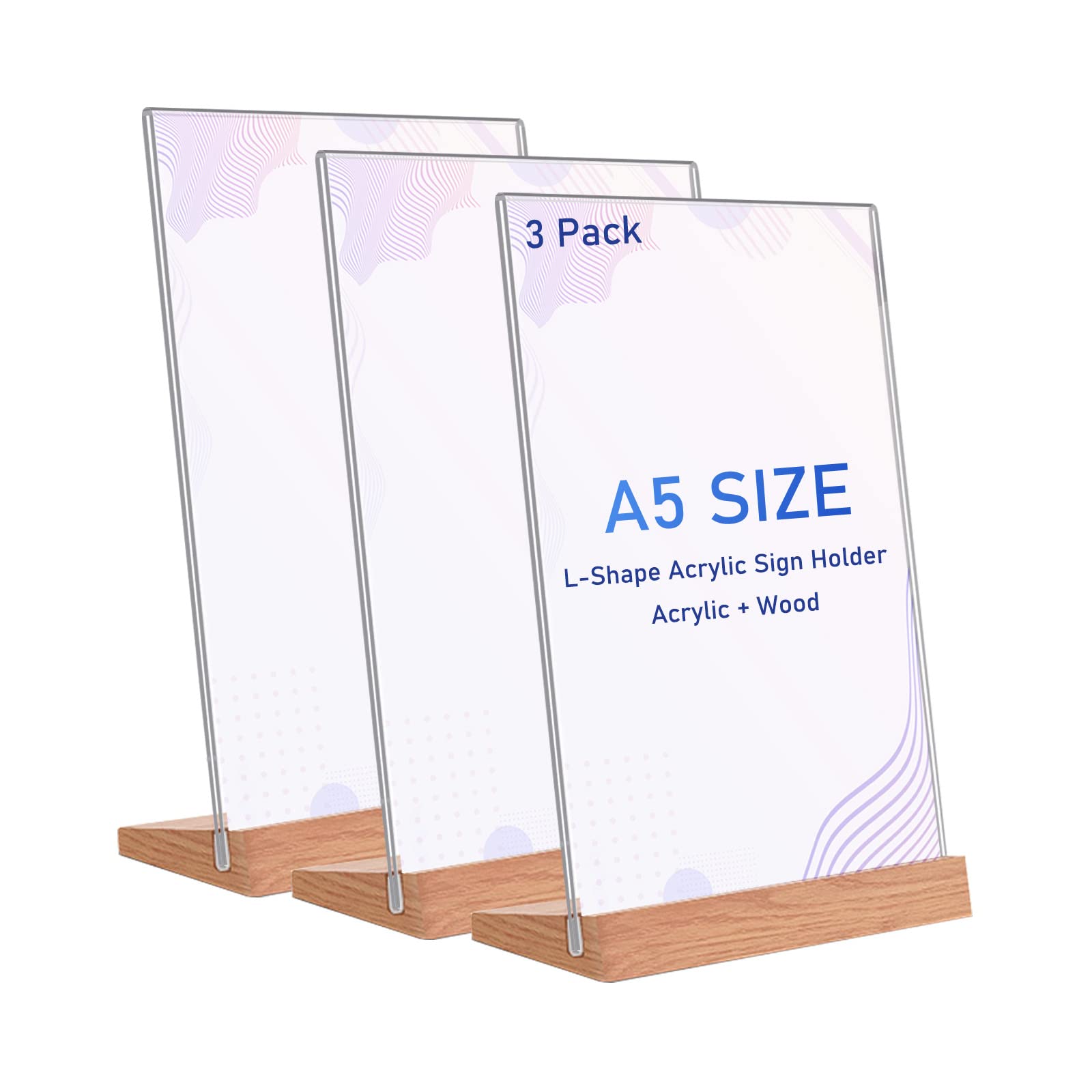 Buy A5 Acrylic Sign Holder LShape Wooden Base Menu Holders for