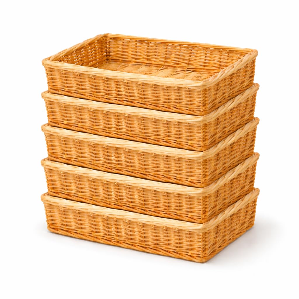 Floralcraft Natural Hamper Basket – Pack Of 5 – Wicker Rectangular Storage Basket 36Cm X 25Cm