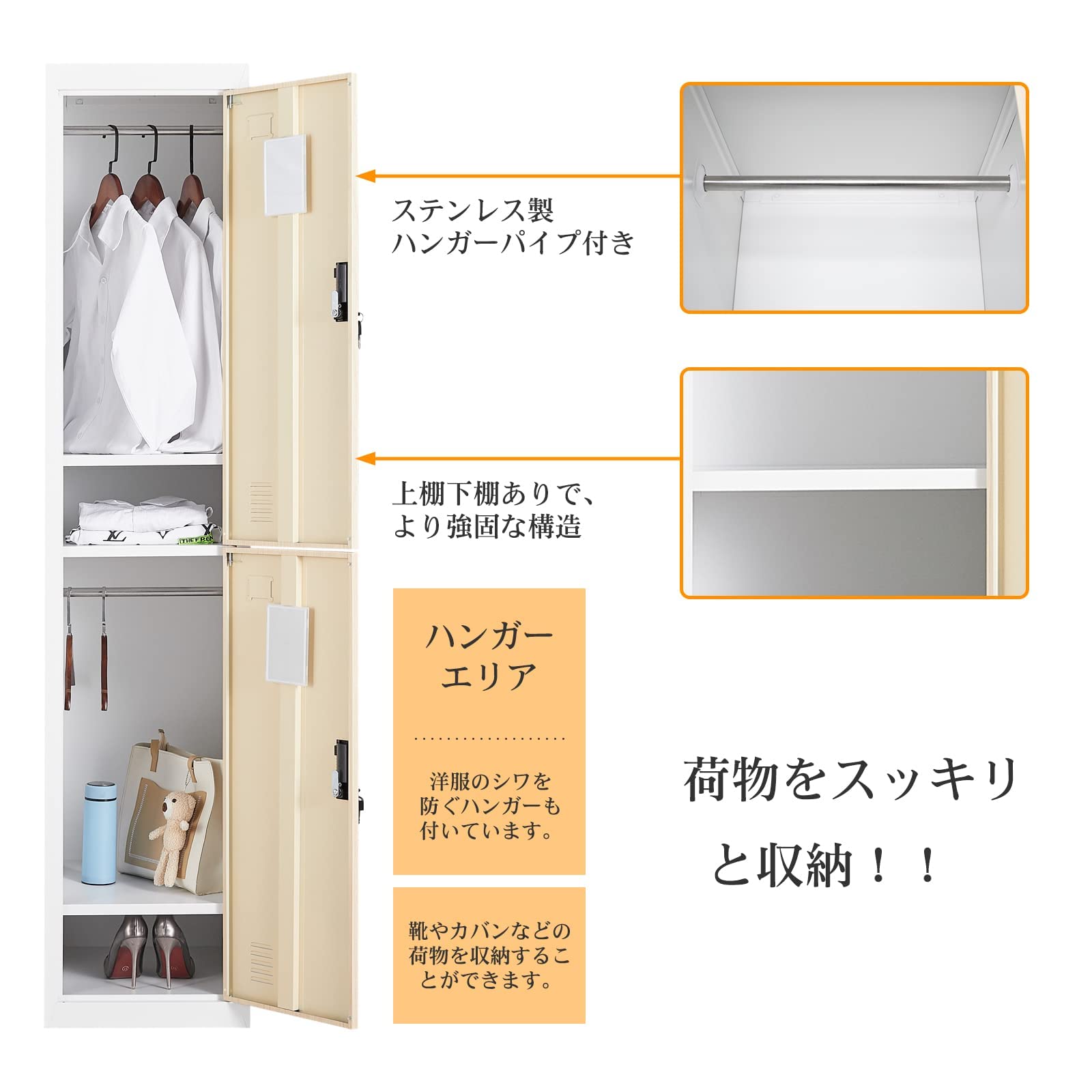 Amazon.co.jp: スチールロッカー 鍵付きロッカー 2人用 2個セット 