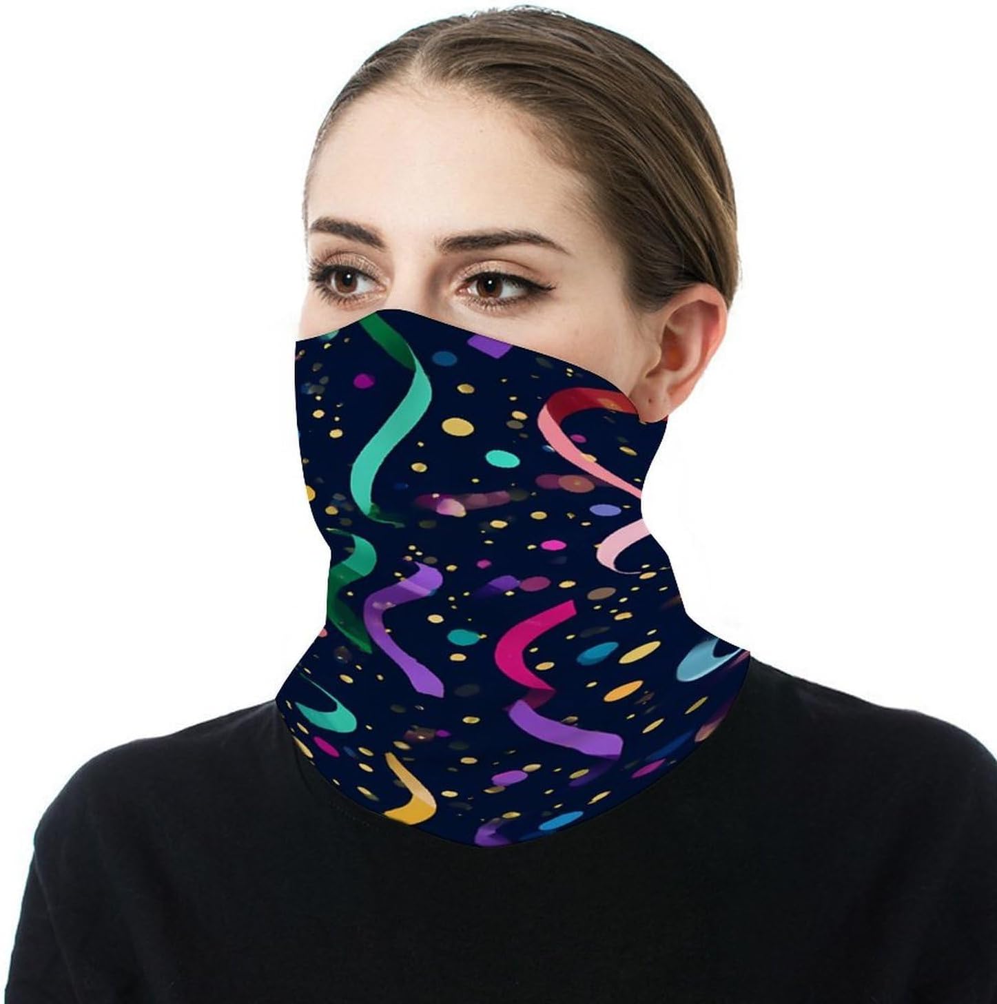 Colorful Ribbons Party Neck Gaiter Windproof Face Mask Bandanas for Men Women Cold Weather Scarf