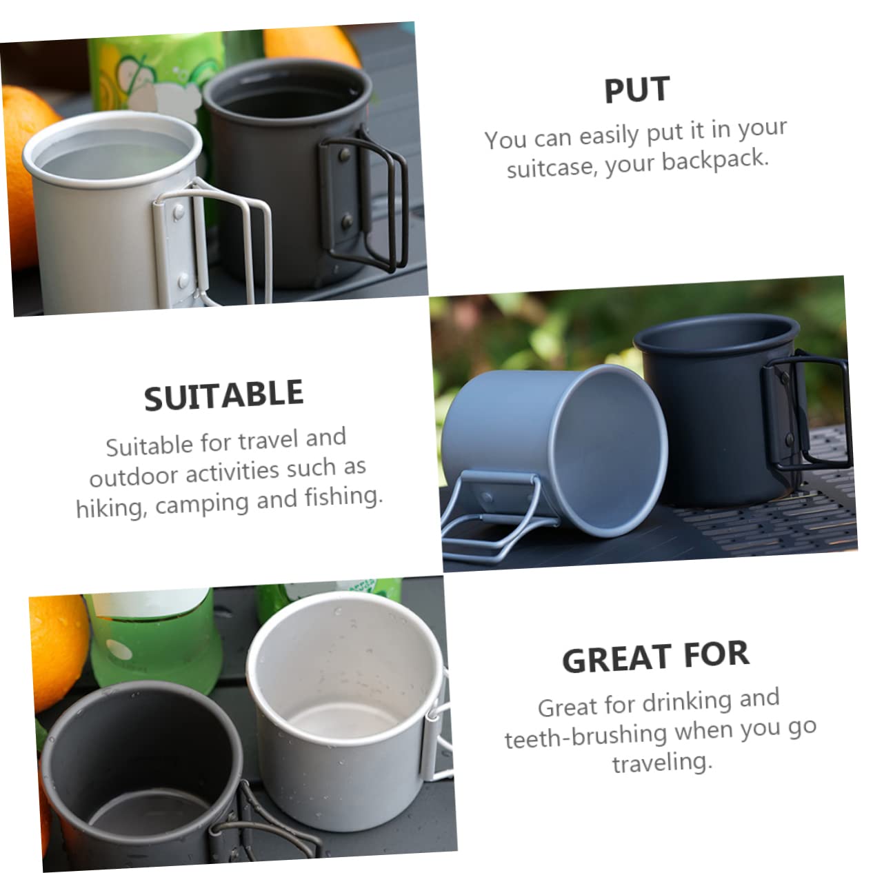 ifundom 2 Sätze Faltbarer Aus Aluminium Reisebecher Faltbarer Outdoor Griff Rechteckiger Isolierter Reisebecher Zusammenklappbar Für Camping 2 Stück * 2