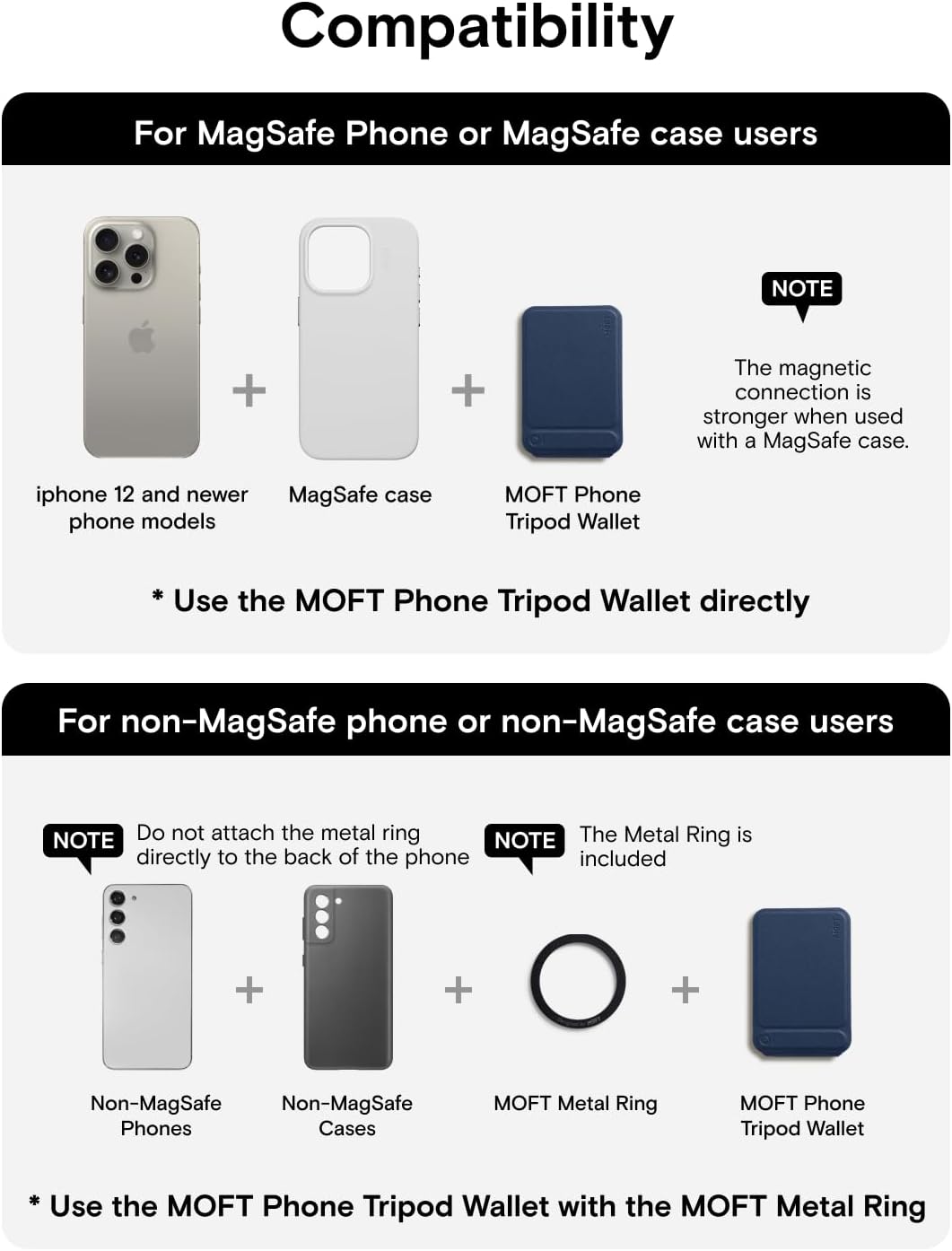 MOFT Phone Tripod Wallet, 3 in 1 Phone Stand, NFC-Supported Magnetic Phone Wallet, MOVAS Vegan Leather Adjustable Card Holder, Navy Blue - Image 6