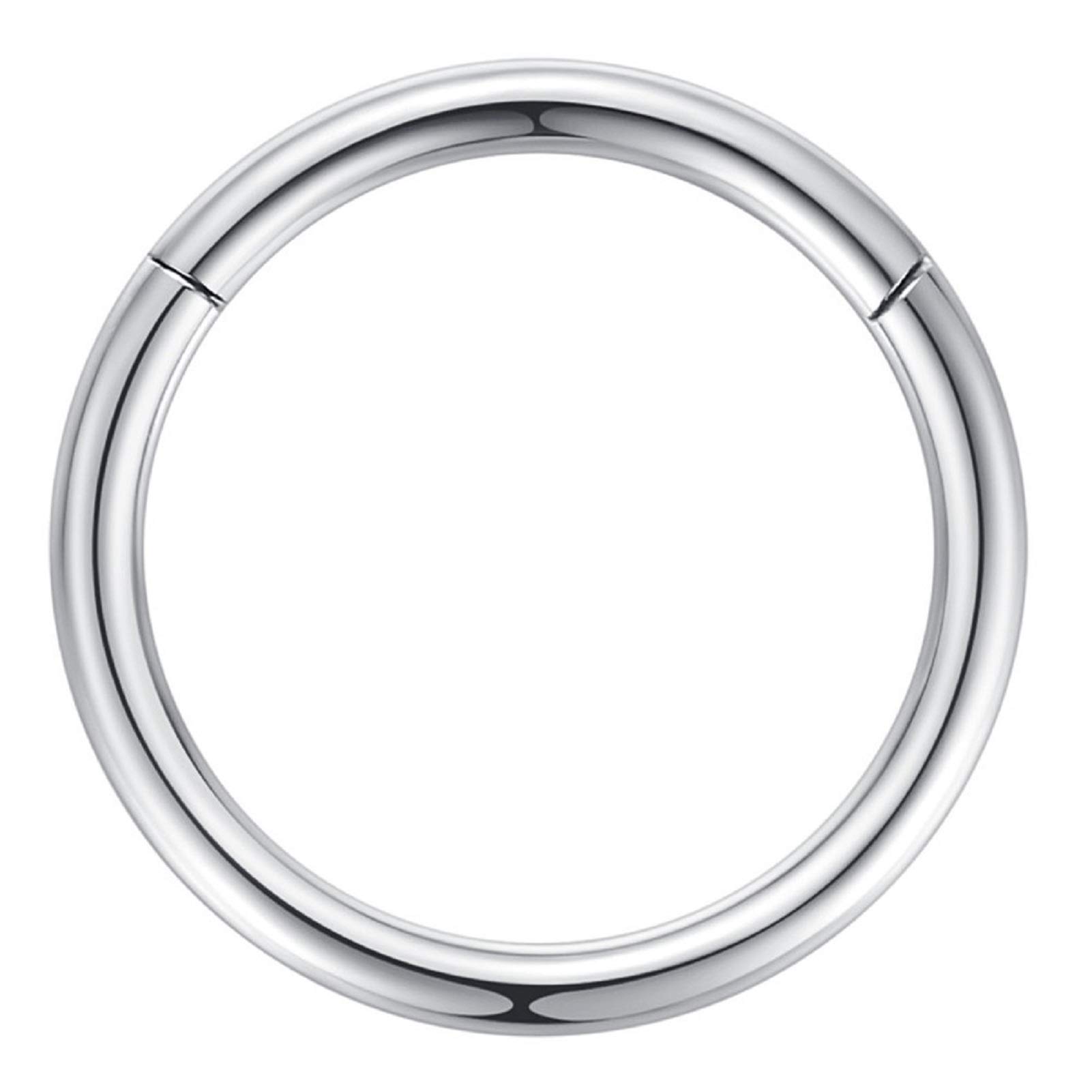 Popuhoops 316L Surgical Steel Hinged Nose Rings Hoop Suptum Ring Body Piercing Lip Rings Helix Cartilage Rook Earrings 20G 18G 16G 14G 12G 10G 8G, Diameter 5mm to 16mm, Gold-Rose Gold-Silver-Black — view 18