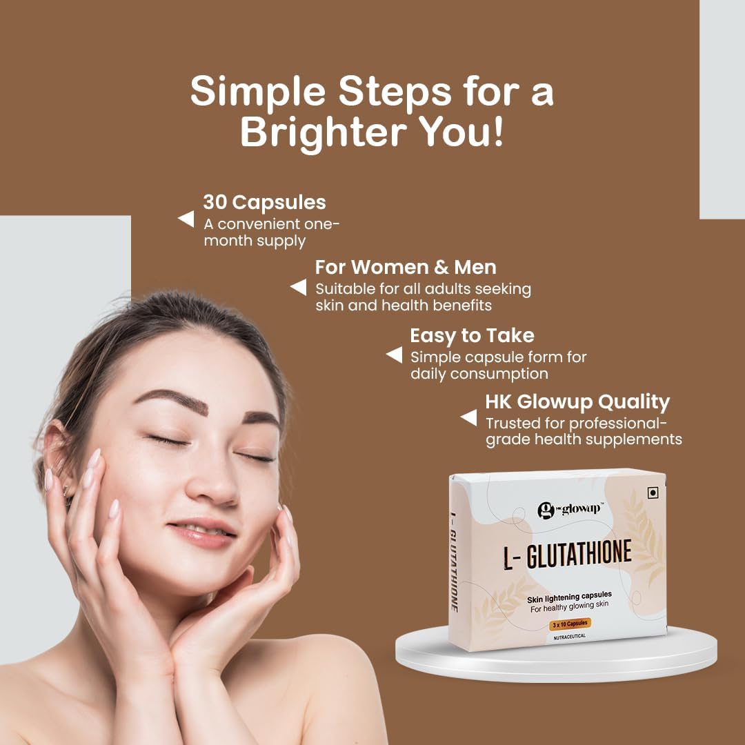 HK Glowup L- Glutathione Skin Lightening Capsules For Healthy Glowing Skin  & Hair Growth