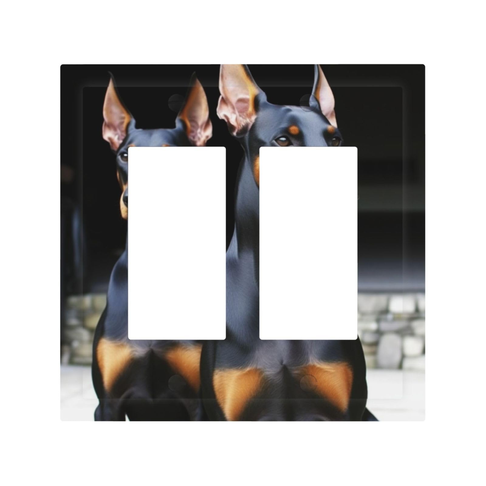 Decorator Double Toggle Light Switch Covers doberman Wall Plate 2-Gang Mid Size 5" x 4.9" Double Toggle Switch Wallplate Decorative 2 Gang Wall Switch Plate Covers
