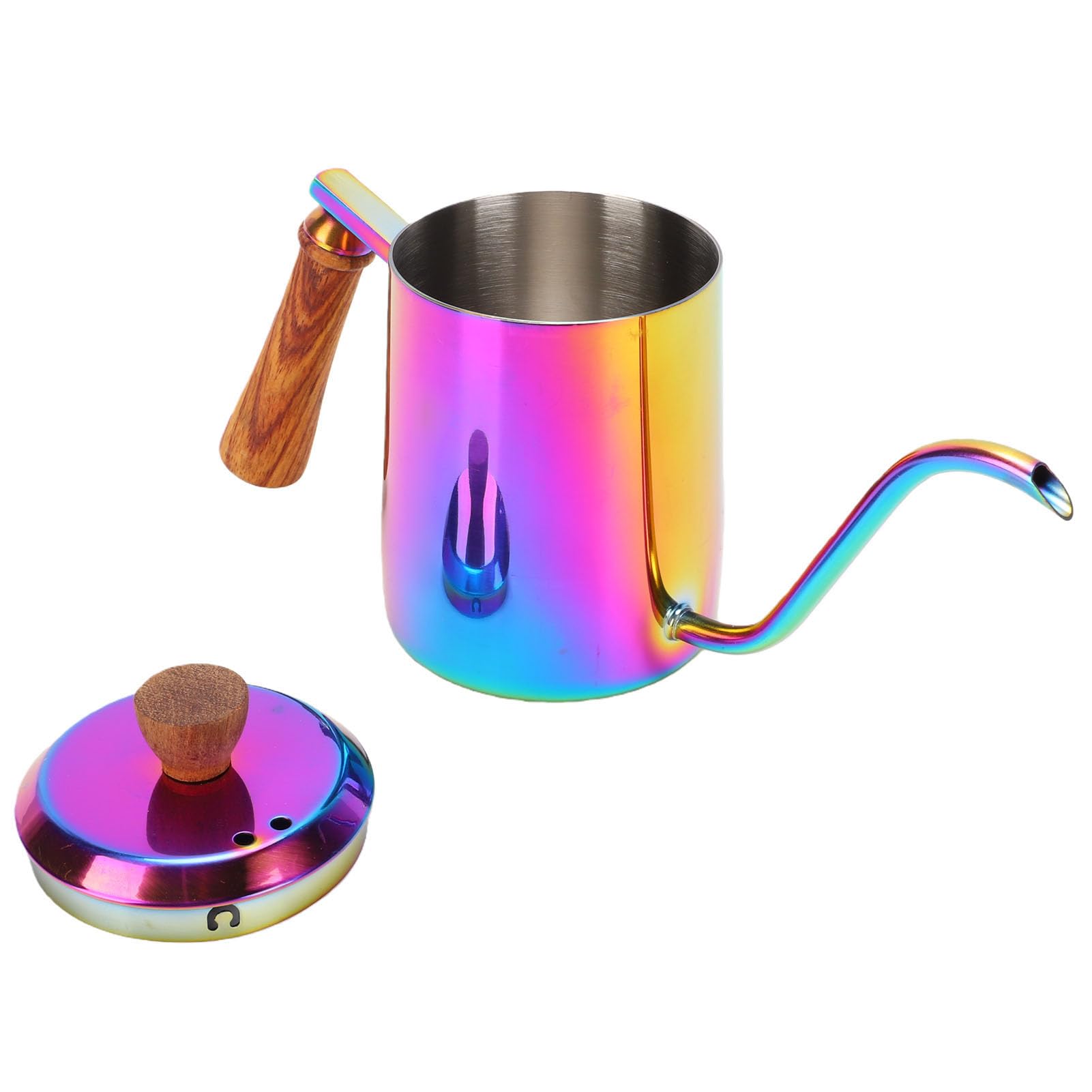 Bewinner Bollitore per caffè Pour Over 600 Ml Macchina per caffè Americano con Beccuccio a Collo di Cigno in Acciaio Inossidabile 304 con Manico in Legno, Versamento di Precisione per Viaggi in