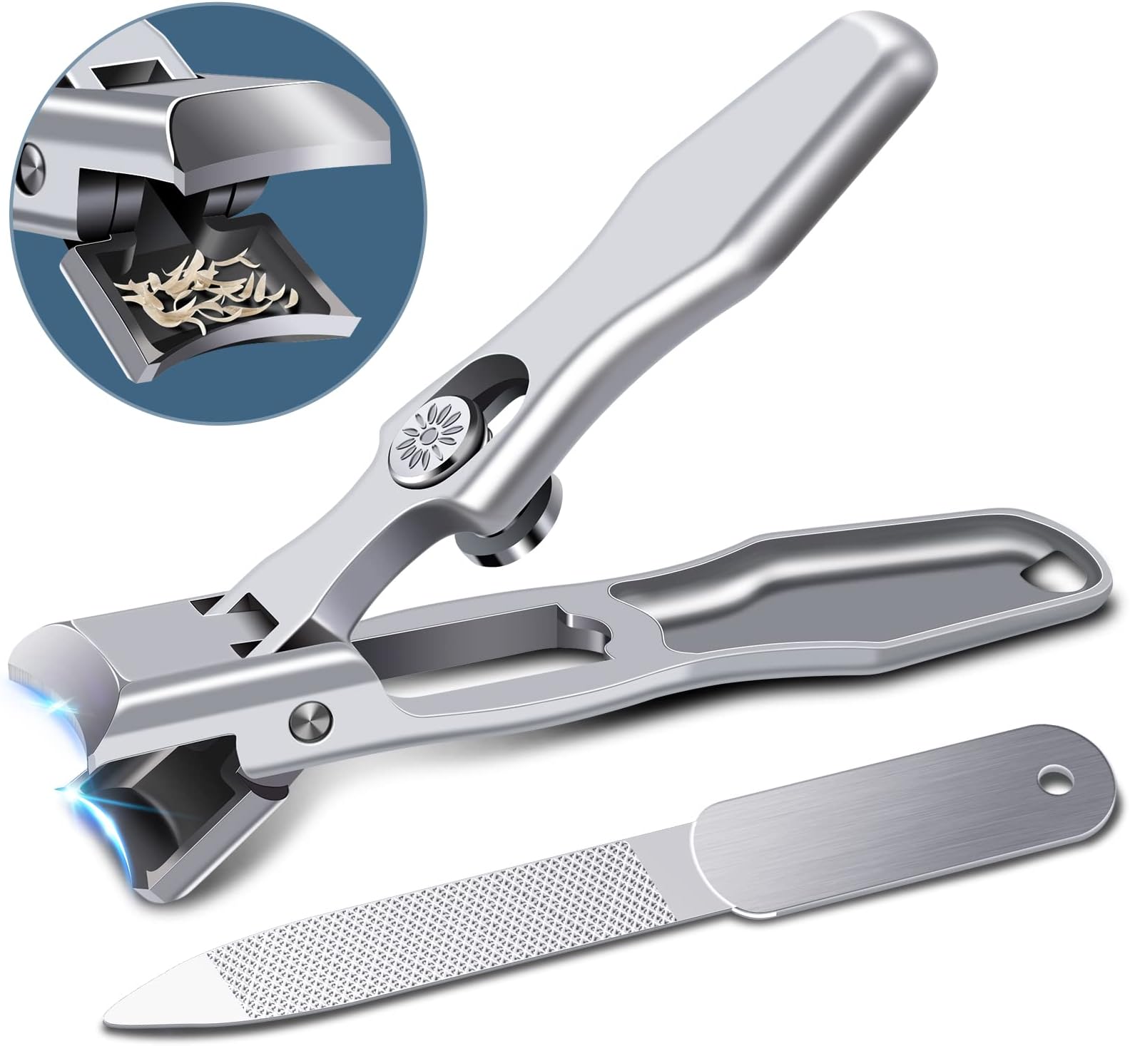 German Nail Clippers for Men with Catcher, Heavy Duty Toe Nail Clippers for Thick Nails Seniors, Portable Ultra Sharp Fingernail Clippers with Wide Mouth, Anti Splash Stainless Steel Nail Cutter