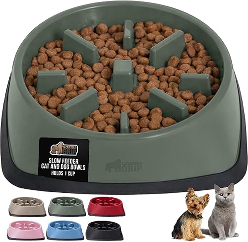 Miniatura 29 de GORILLA GRIP Tazones patentados de alimentación lenta sin BPA, juguete interactivo para perros y gatos, enriquecimiento de entrenamiento Turquesa