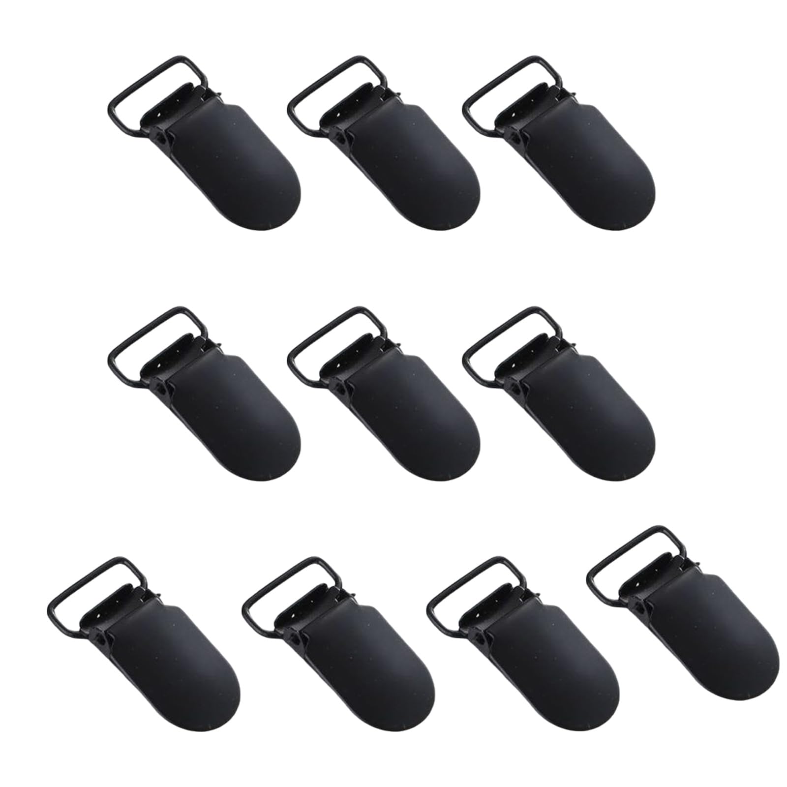 Dasbsug Unisex Black Duckbill Suspender Fasteners Clip Strap Clip Replacement 10Pcs For Pants Overall Garment Clothing Accessories Suspender Clips