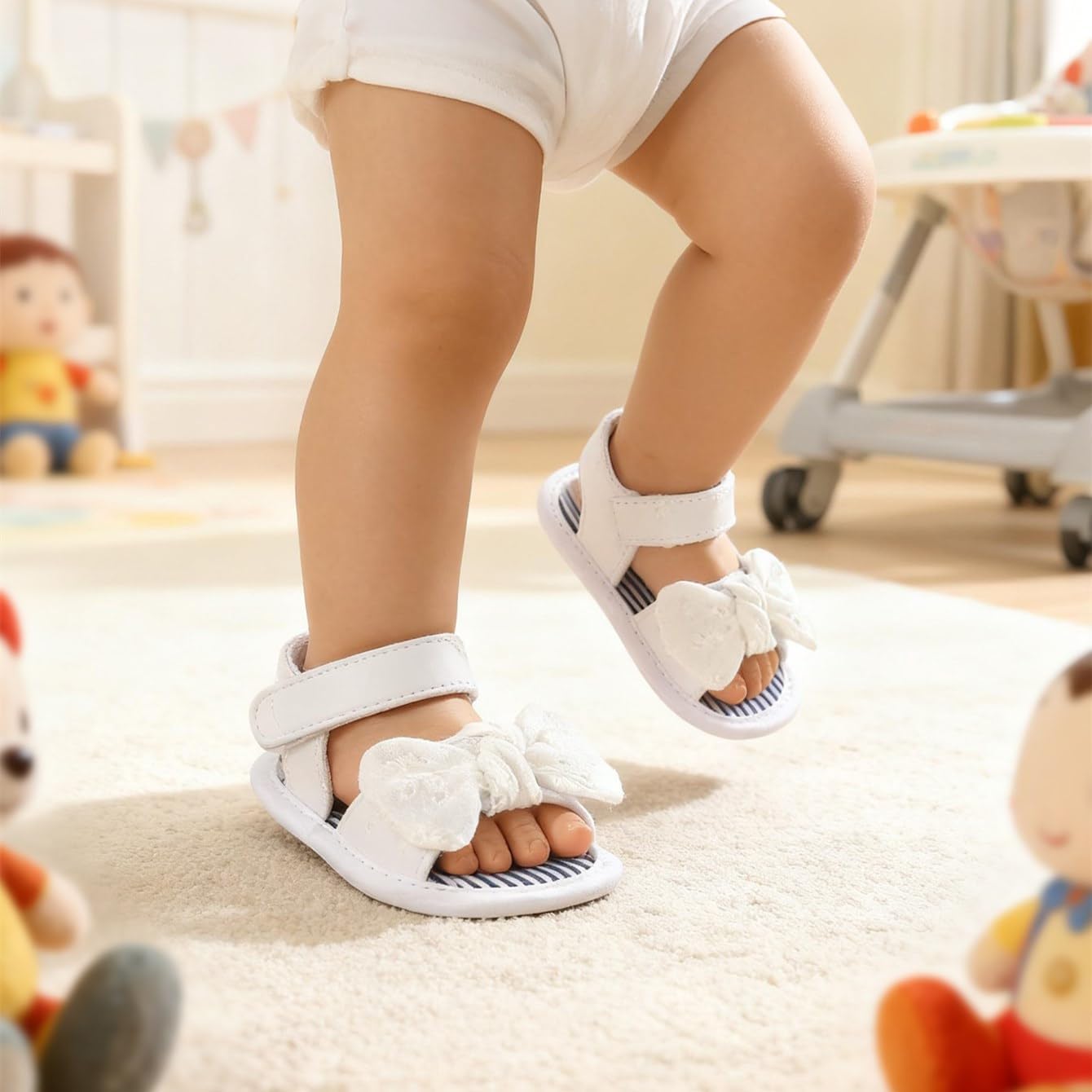 Ohwawadi Baby Boys Girls Sandals Soft Sole Summer Infant Wedding Dress Flat Shoes Beach Sandal Newborn Crib Shoes First Walkers