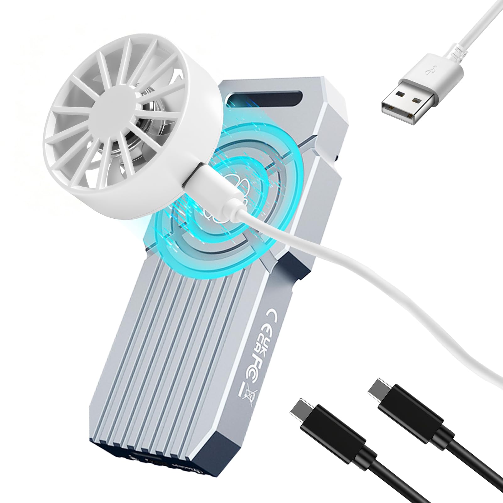 NVMe M.2 USB 4.0 SSD adapter obudowy z wentylatorem, aluminiowa obudowa, kompatybilny wstecznie z USB 3.2, maks. 8 TB na dysk, nadaje się do komputerów i smartfonów bez użycia narzędzi (srebrny