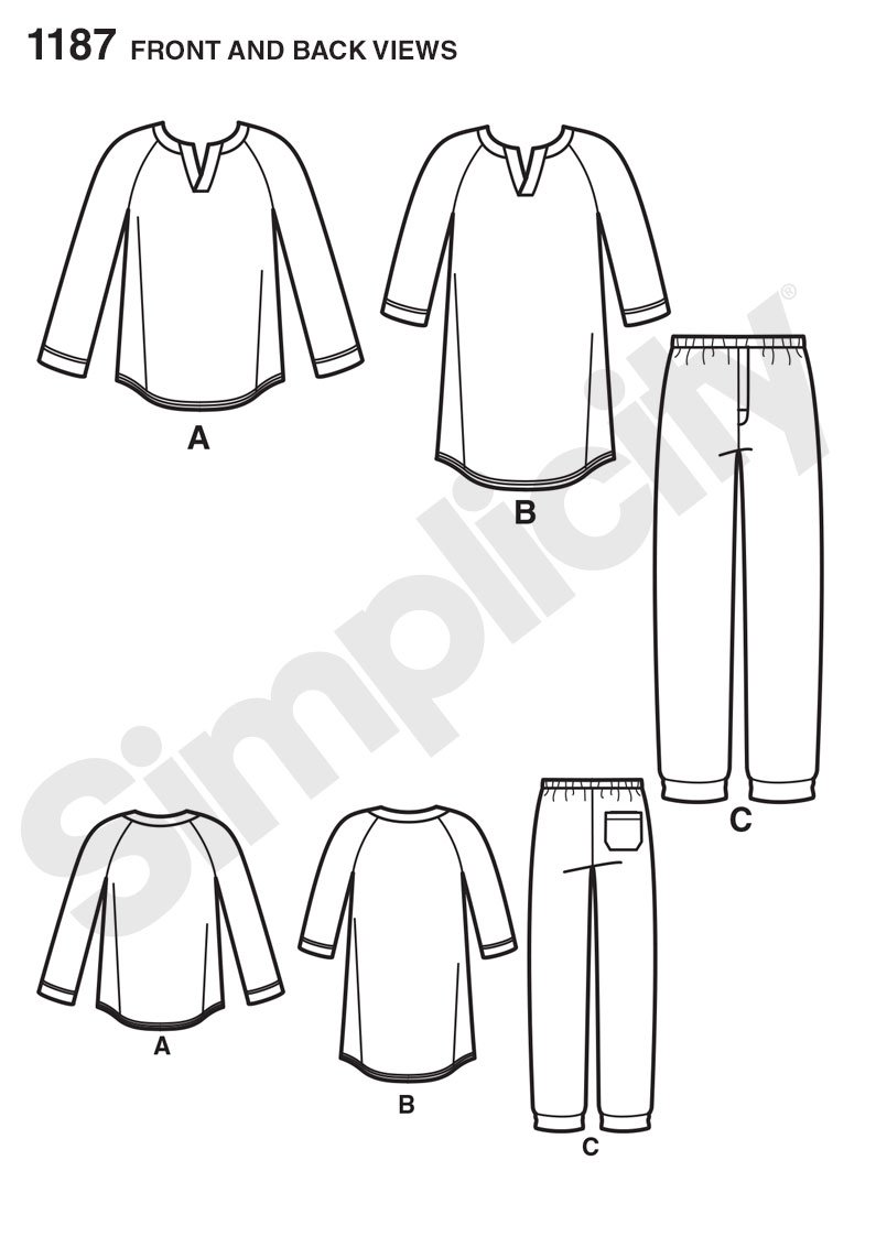 Simplicity 1187: "It's So Easy, Cartamodello per Pigiama Donna, Unisex, Colore: Multicolore