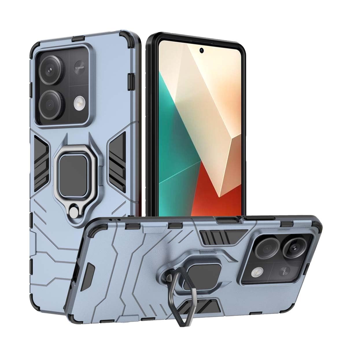GOKEN Cover Per Xiaomi Redmi Note 12 Pro 5G, Custodia Ibrida TPU+PC, Con Anello Girevole 360° E Magnete Per Auto, Antiurto Militare, Nero