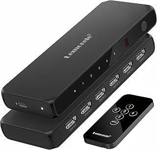 HDMI Switch 5 Entradas a 1 Salida, Lemorele Switch HDMI 4K con Control Remoto, Conmutador HDMI Soporta 4K,UHD 1080P HDCP, HDMI Splitter Compatible para PS5/PS4/PS3, PC, DVD, BLU-Ray, Xbox, Roku