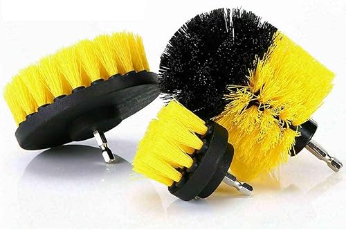 Juego de 3 cepillos de taladro para detalles de automóvil, cerdas suaves, juego de cepillos para limpiar automóviles, barcos, asientos, alfombras,