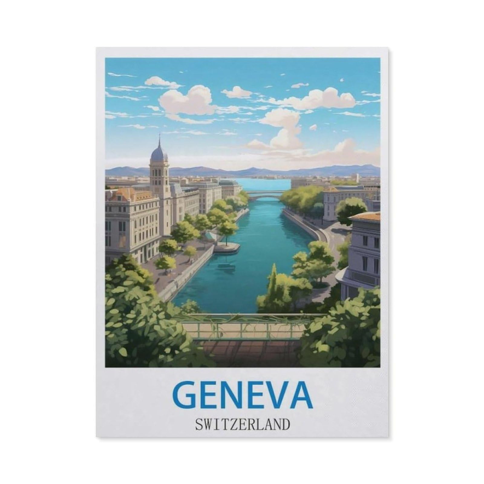 BEAYODKP 5D Diamond Painting Set for Adults and Children，Geneva Switzerland，DIY Diamond Crystal Rhinestone Embroidery Painting（30 x 40 cm/11.81 x 15.74 inches）-CN58
