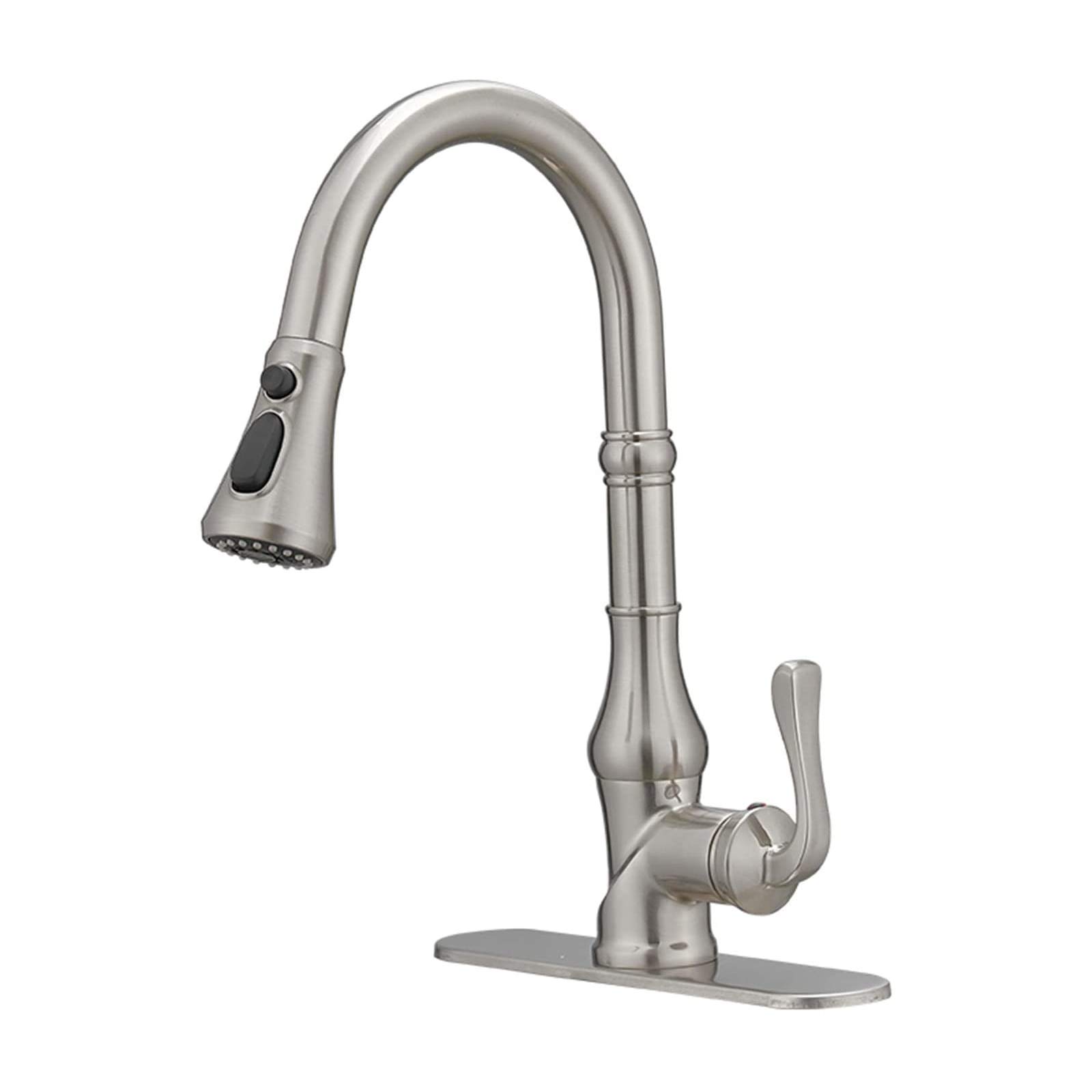 Kitchen Faucet Brushed Nickel with Pull Out Sprayer Commercial High Arc